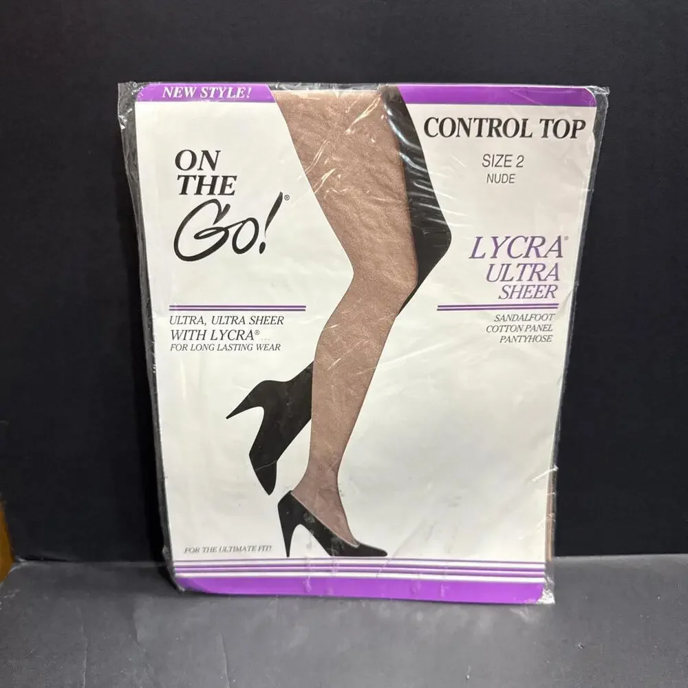 On The‎ Go Hosiery Control Top Pantyhose Panty Hose Stockings Size 2 Nude New